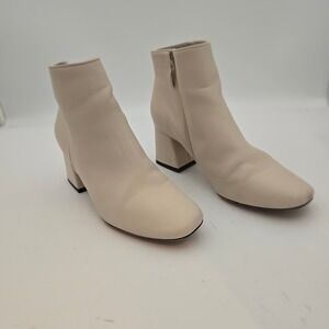 MICHAEL by Michael‎ Shannon Women's 9.5 Cream Ankle Boots Block Heel Square Toe